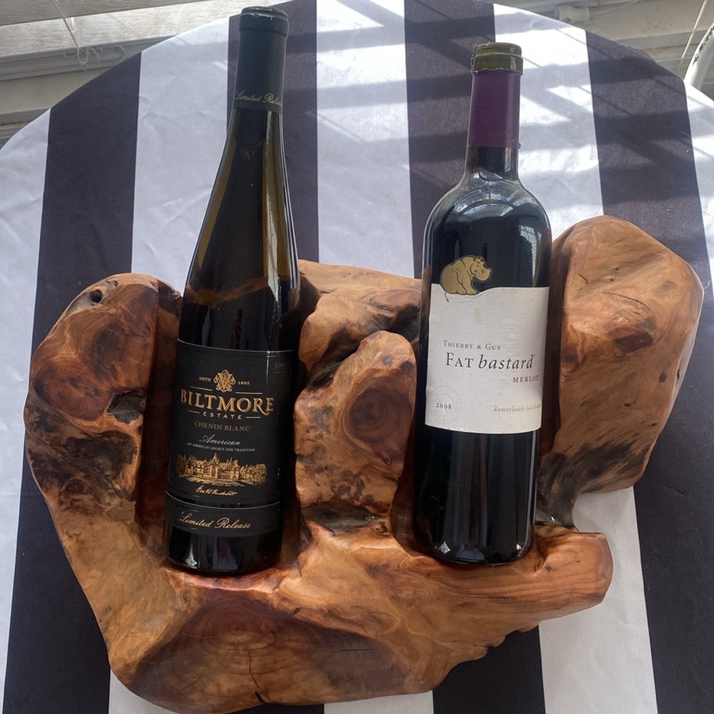 Solid wood double wine bottle holder